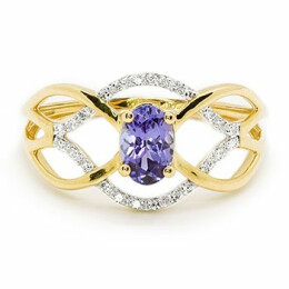 Zlatý prsten s tanzanitem a diamanty 53043