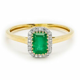 Zlatý prsten se smaragdem a diamanty 54882