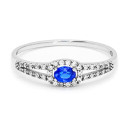 Prsten z bílého zlata s tmavě modrým a bílými zirkony 74522900100752076