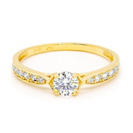 Prsten ze žlutého zlata se zirkony  7452290010075300