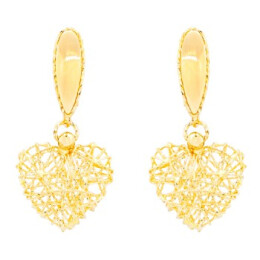 Náušnice ze žlutého zlata ve tvaru srdce 99121390475