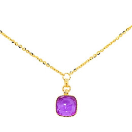 Náhrdelník ze žlutého zlata s fialovým kamenem 99135390556