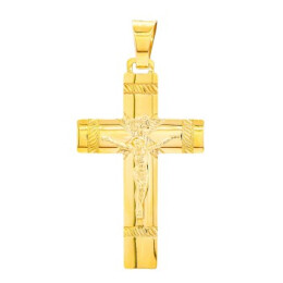 Přívěsek ze žlutého zlata ve tvaru křížku s Ježíšem 99153390057