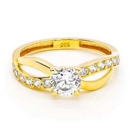 Prsten ze žlutého zlata se zirkony 99154390261