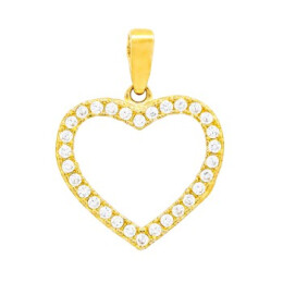 Přívěsek ze žlutého zlata ve tvaru srdce se zirkony - oboustranný 99156382081