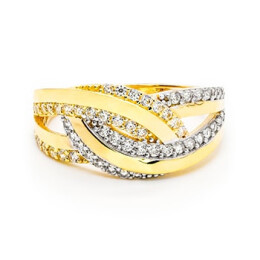 Prsten ze žlutého zlata se zirkony 99159390249