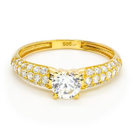 Prsten ze žlutého zlata se zirkony 99160390263