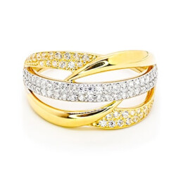 Prsten ze žlutého zlata se zirkony 99163390245