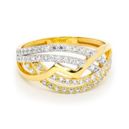Prsten ze žlutého zlata se zirkony 99167390244