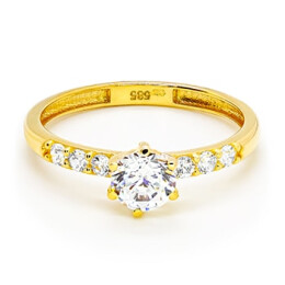Prsten ze žlutého zlata se zirkony 99168390262