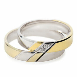Snubní prsteny 585/1000 z bílého a žlutého zlata se zirkonem nebo diamantem 991SN19
