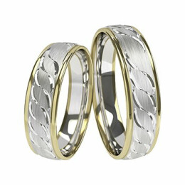 Snubní prsteny ze žlutého a bílého zlata s rytinou 991SN22