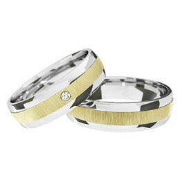 Snubní prsteny 585/1000 bílé a žluté zlato s diamantem nebo zirkonem 991SN23