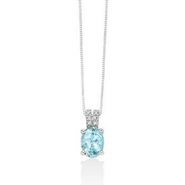 Zlatý náhrdelník s akvamarínem a diamanty CLD4869
