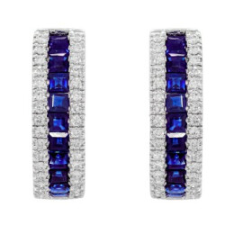 Náušnice z bílého zlata se safíry a diamanty  DAE1016BS14W