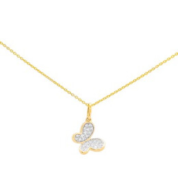 Náhrdelník ze žlutého zlata ve tvaru motýla s diamanty DN37091Y