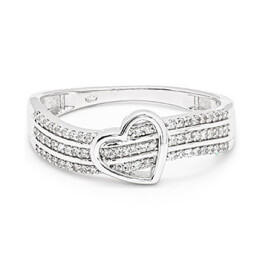 Prsten z bílého zlata se srdíčkem a diamanty FR26783W