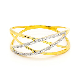 Prsten ze žlutého zlata s diamanty FR418808Y