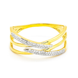 Prsten ze žlutého zlata s diamanty FR535413Y