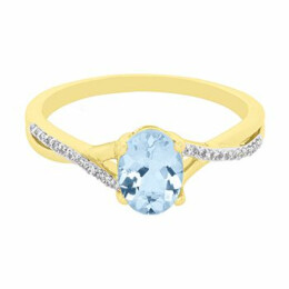 Zlatý prsten s akvamarínem a diamanty FR959406AQ