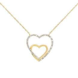 Zlatý náhrdelník ve tvaru srdce s diamanty JP7349Y