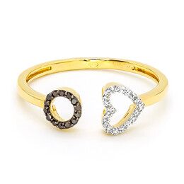 Prsten ze žlutého zlata se srdíčky s diamanty JR10723Y