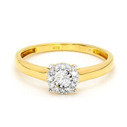 Prsten ze žlutého zlata s diamanty JR27253Y