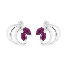 Zlaté náušnice s rubínem a diamanty KE059371017