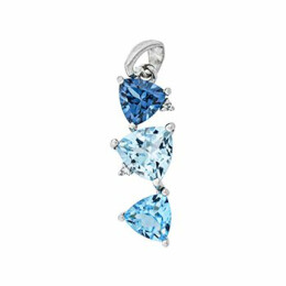 Zlatý přívěsek s Topazy ve 3 odstínech modré a diamanty KP051051701