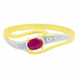 Zlatý prsten s rubínem a brilianty KR059150516
