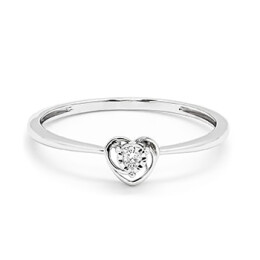 Prsten z bílého zlata ve tvaru srdce s diamantem KR15000W