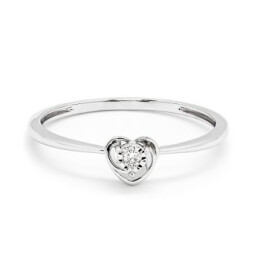 Prsten z bílého zlata ve tvaru srdce s diamantem KR15000W17