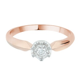 Zásnubní prsten z růžového zlata s diamantem KR68002