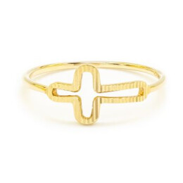 Prsten ze žlutého zlata s křížem NP20352