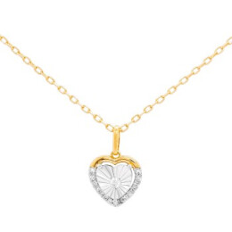 Náhrdelník ze žlutého zlata ve tvaru srdce s diamanty P879707