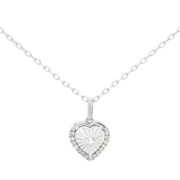 Náhrdelník z bílého zlata ve tvaru srdce s diamanty P879707119A