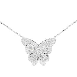 Náhrdelník z bílého zlata ve tvaru motýla s diamanty  PP106458W