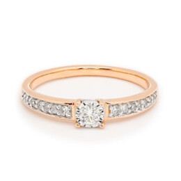 Prsten z růžového zlata s diamanty PR301494P14