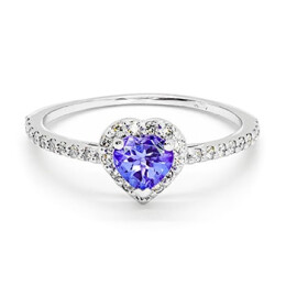 Prsten z bílého zlata s tanzanitem a diamanty R093