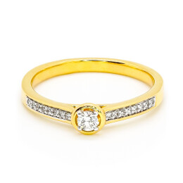 Prsten ze žlutého zlata s diamanty R4949