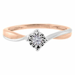 Zásnubní prsten z růžového zlata s diamantem R6022