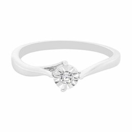 Zásnubní prsten z bílého zlata s diamantem R6024