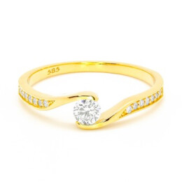 Prsten ze žlutého zlata s diamanty RN05847