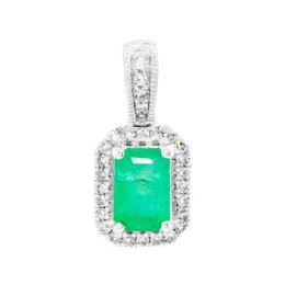 Přívěsek z bílého zlata se smaragdem a diamanty  RP20675EMW