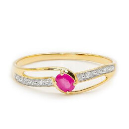 Zlatý prsten s rubínem a diamanty RR44401RBY15
