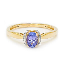 Zlatý prsten s tanzanitem a diamanty RR46087TNZY13