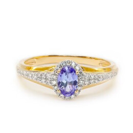 Zlatý prsten s tanzanitem a diamanty RR55692TNZY15
