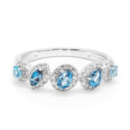 Prsten z bílého zlata s topazem a diamanty RR57418LBTW14