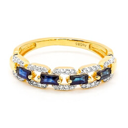 Zlatý prsten se safíry a diamanty RR64454SAPY
