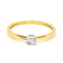 Zásnubní prsten ze žlutého zlata s diamantem RR758Y